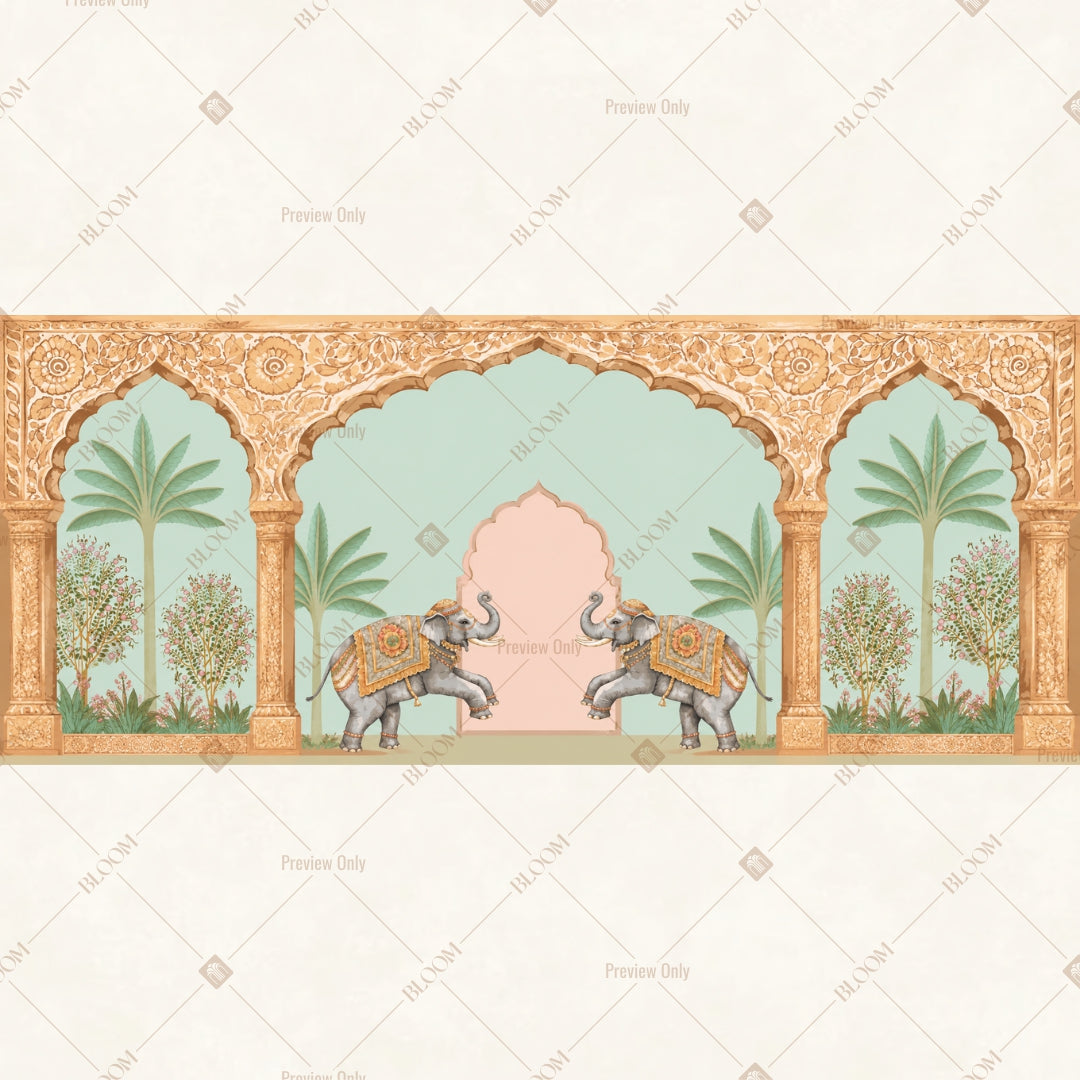Mint Botanical Arch Border Wide Backdrop