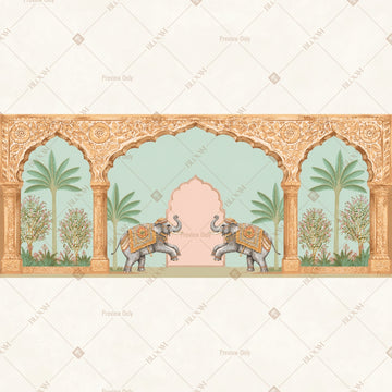 Mint Botanical Arch Border Wide Backdrop