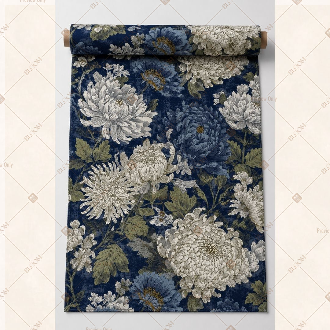 Blue Floral Garden Fabric Roll Pack of 25