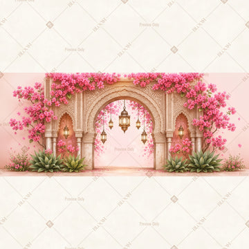 Blush Floral Palace Entrance Wide Backdrop