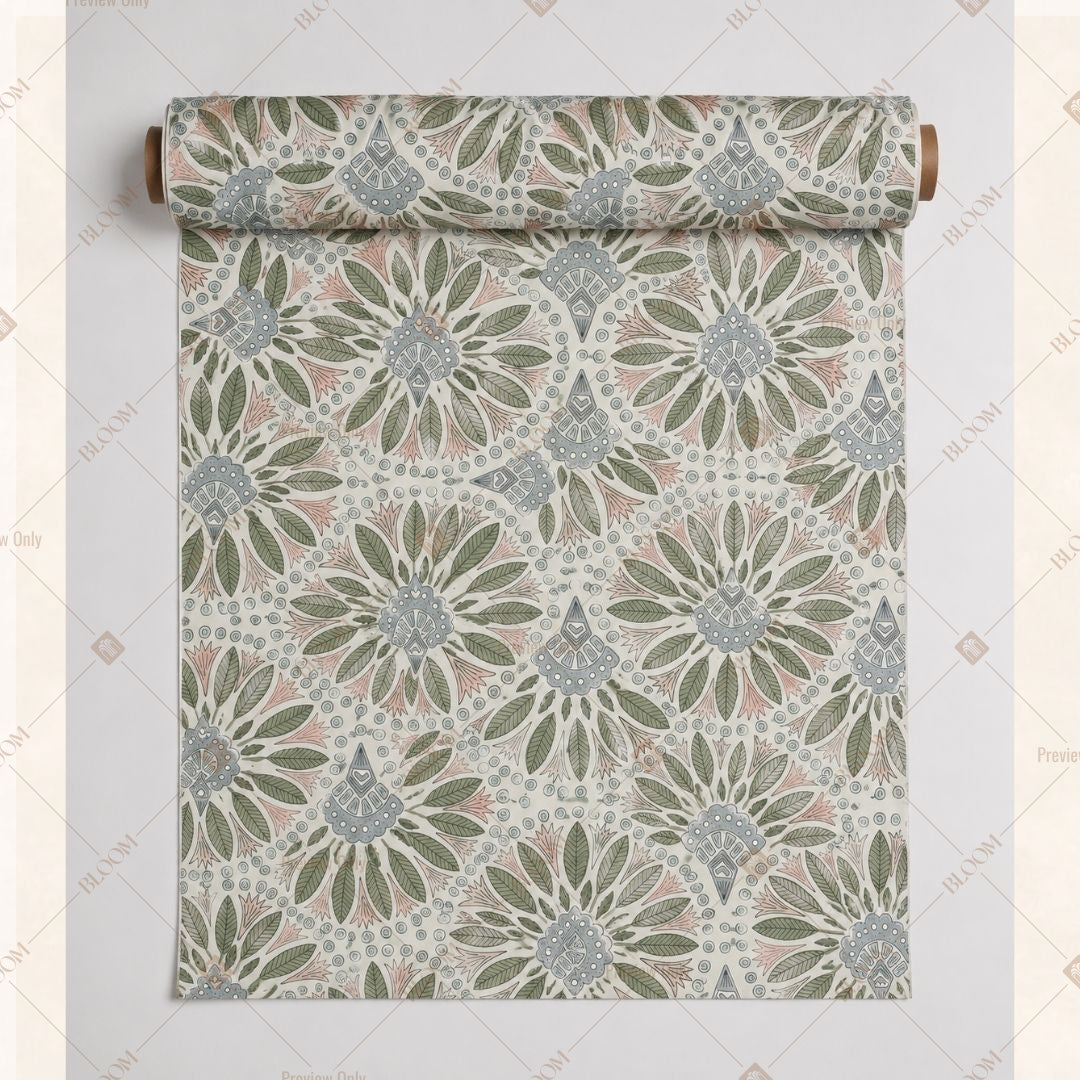 Golden Floral Medallion Fabric Roll Pack of 25