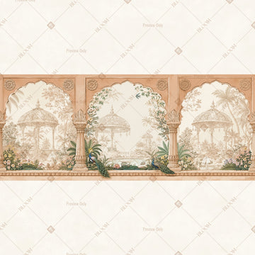 White Palace Reflection Border Wide Backdrop