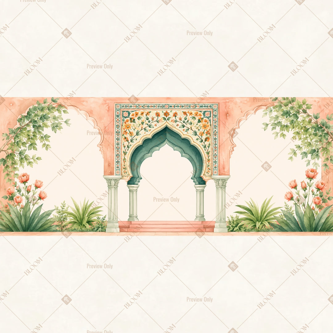 Minimal Mughal Arch Border Wide Backdrop