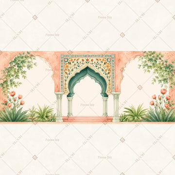Minimal Mughal Arch Border Wide Backdrop