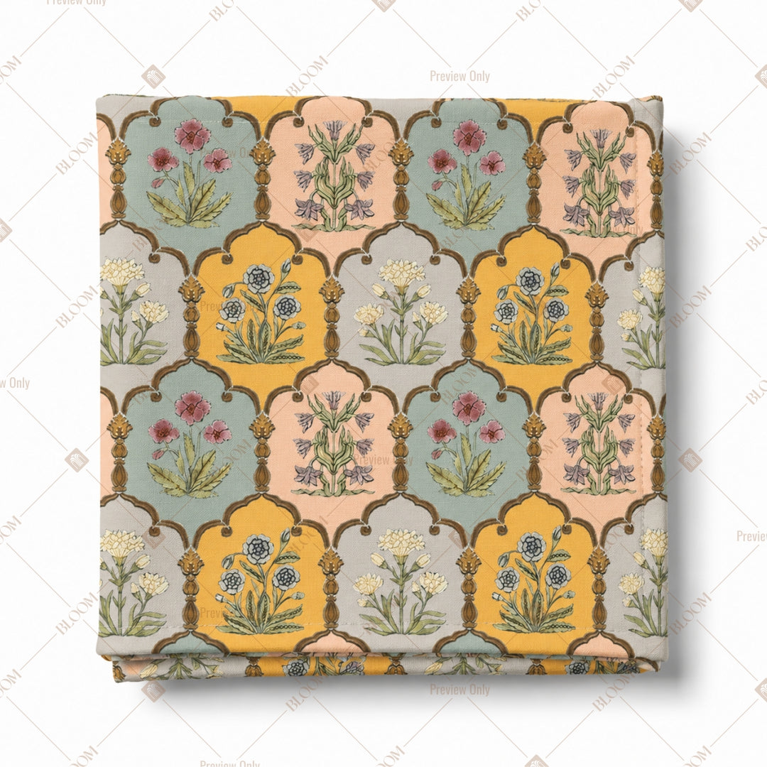 Yellow Mughal Arch Pattern Design