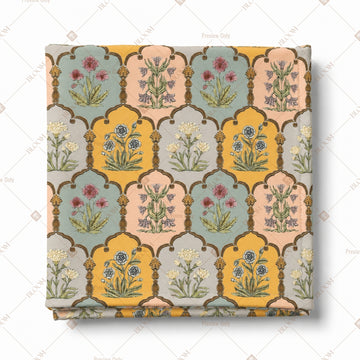 Yellow Mughal Arch Pattern Design