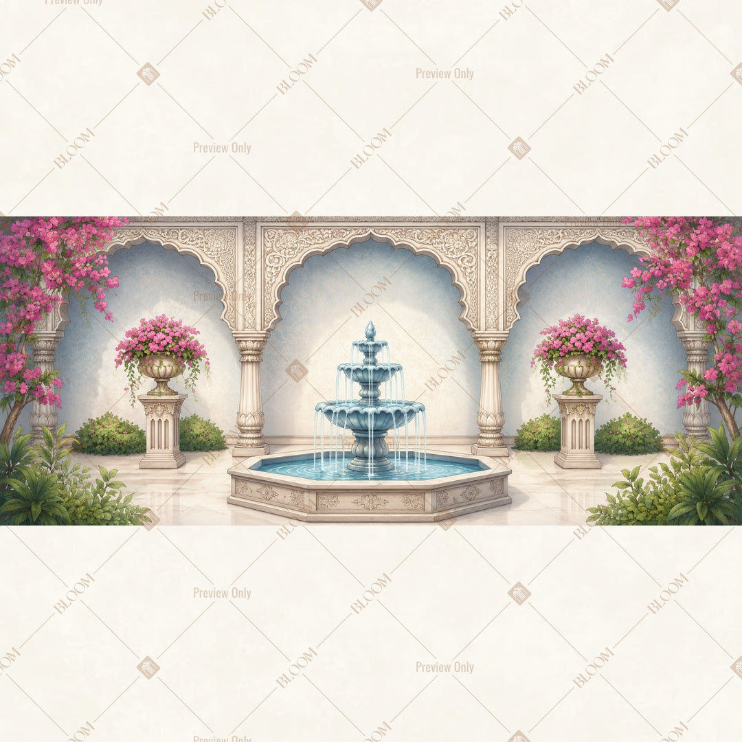 Palace Fountain Garden Wide Backdrop