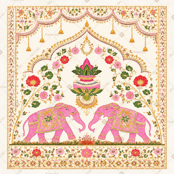 Pink Lotus Elephant Pattern Square Backdrop