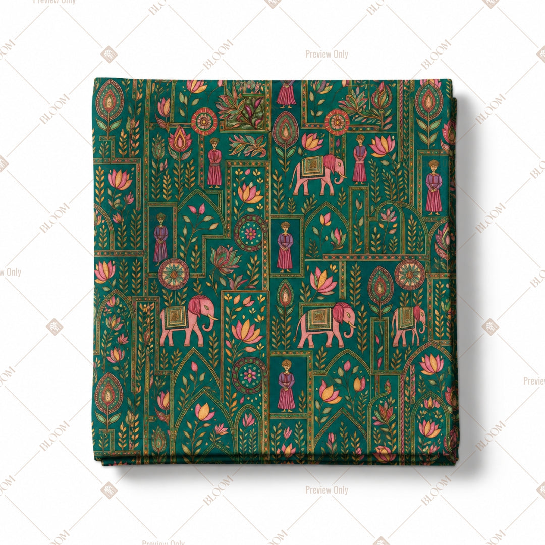 Dark Green Folk Art Pattern Design