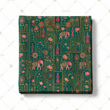 Dark Green Folk Art Pattern Design
