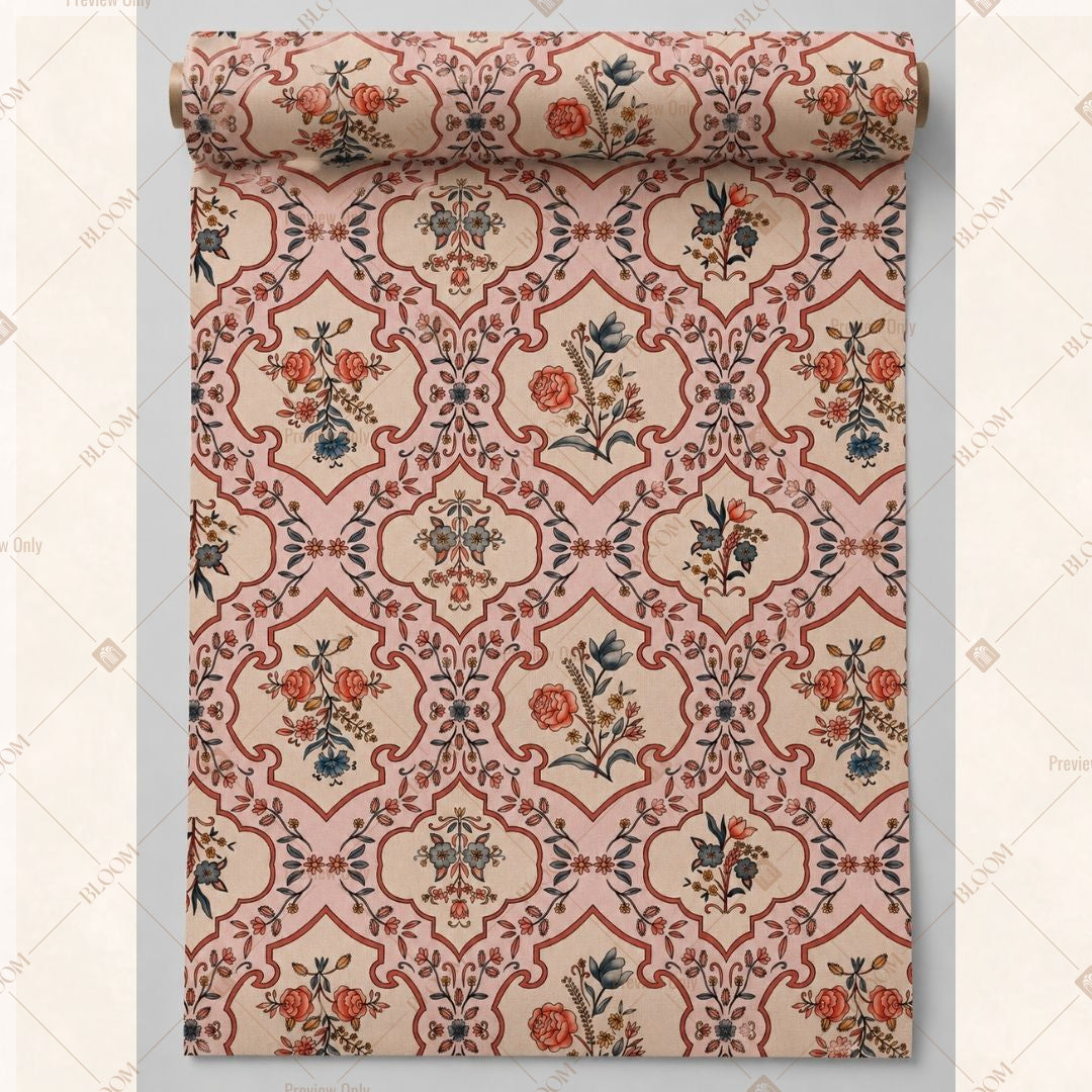 Pink Heritage Motif Fabric Roll Pack of 25