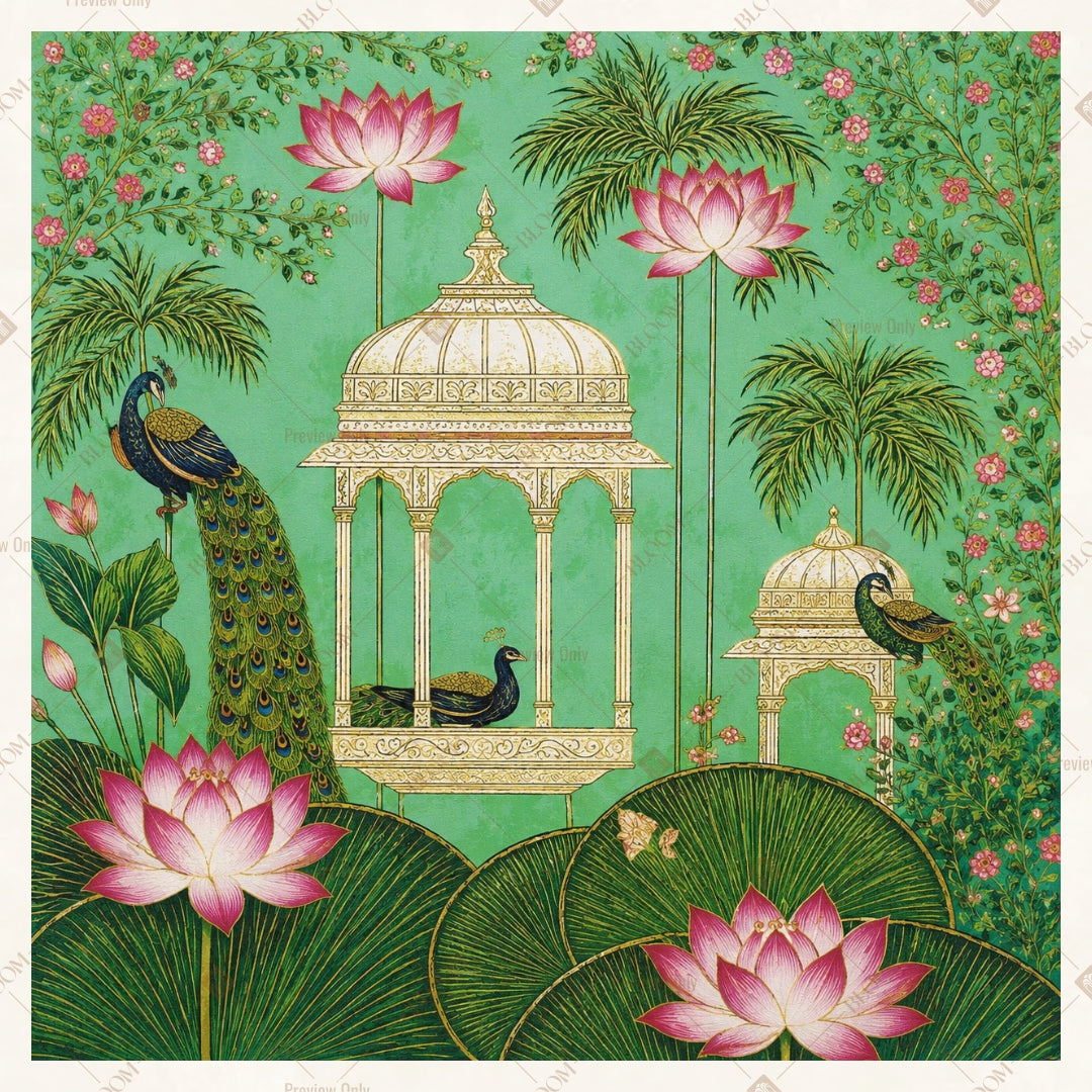Lotus Pavilion Garden Square Backdrop
