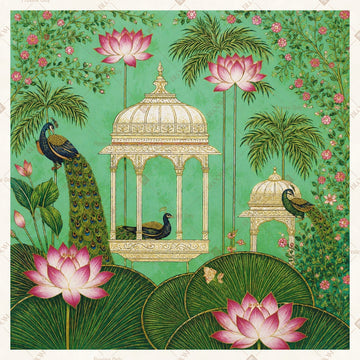Lotus Pavilion Garden Square Backdrop