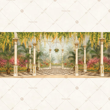 Tropical Palace Garden Wide Backdrop