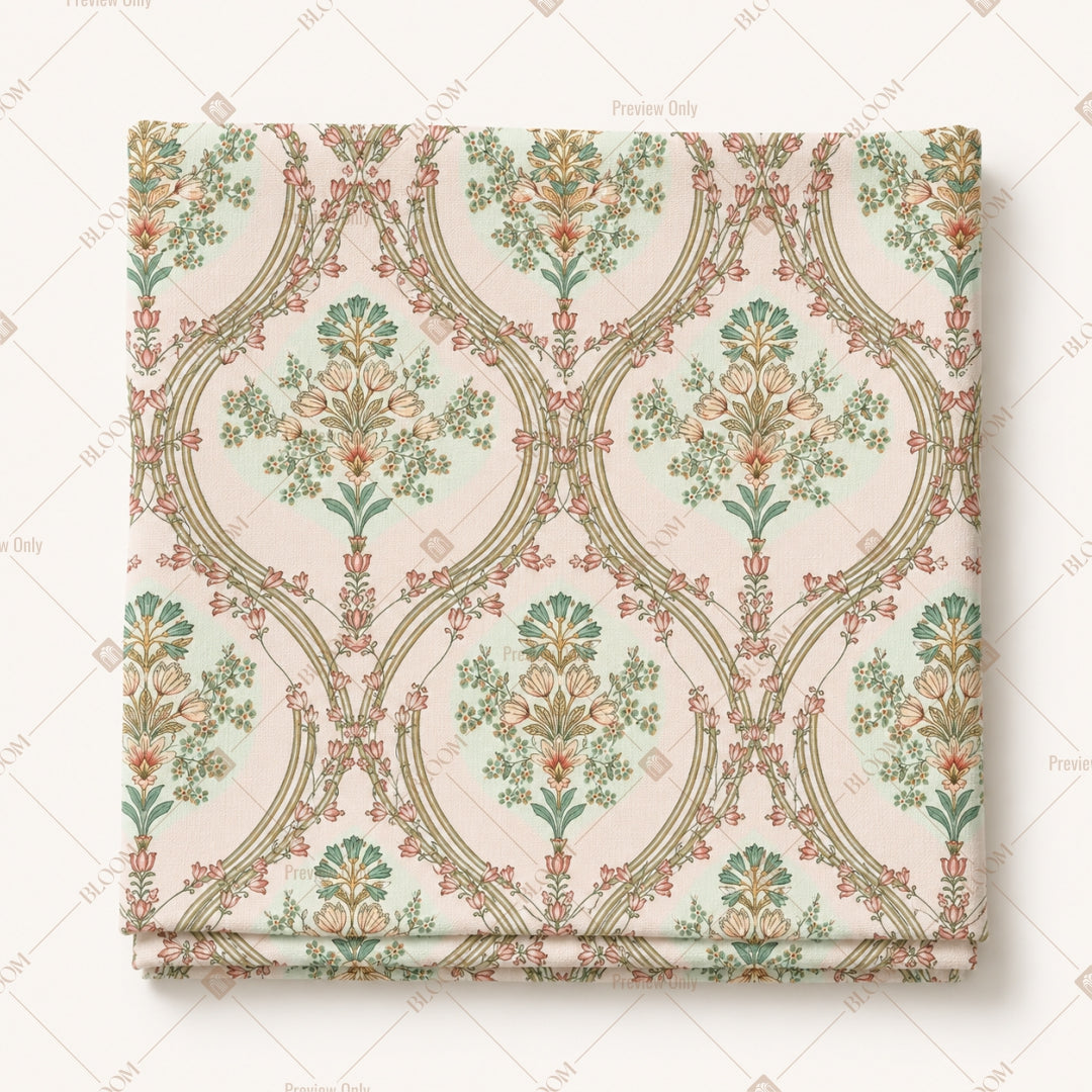Pastel Mughal Damask Pattern Design