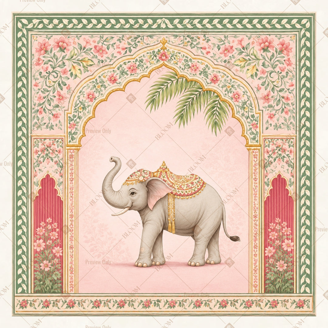 Floral Elephant Garden Square Backdrop