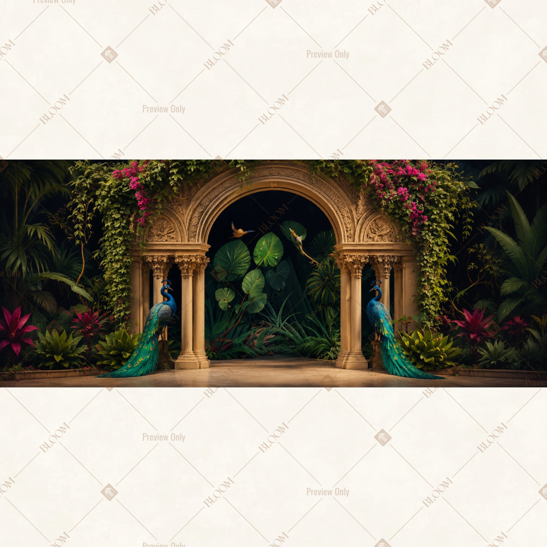Secret Garden Stone Arch Wide Backdrop