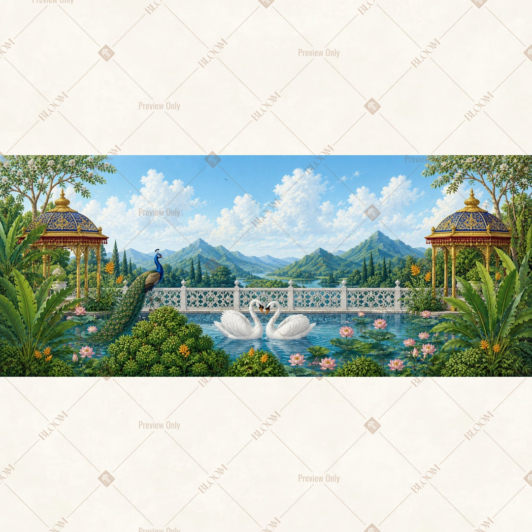 Mountain Lake Landscape Wide Backdrop