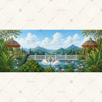 Mountain Lake Landscape Wide Backdrop