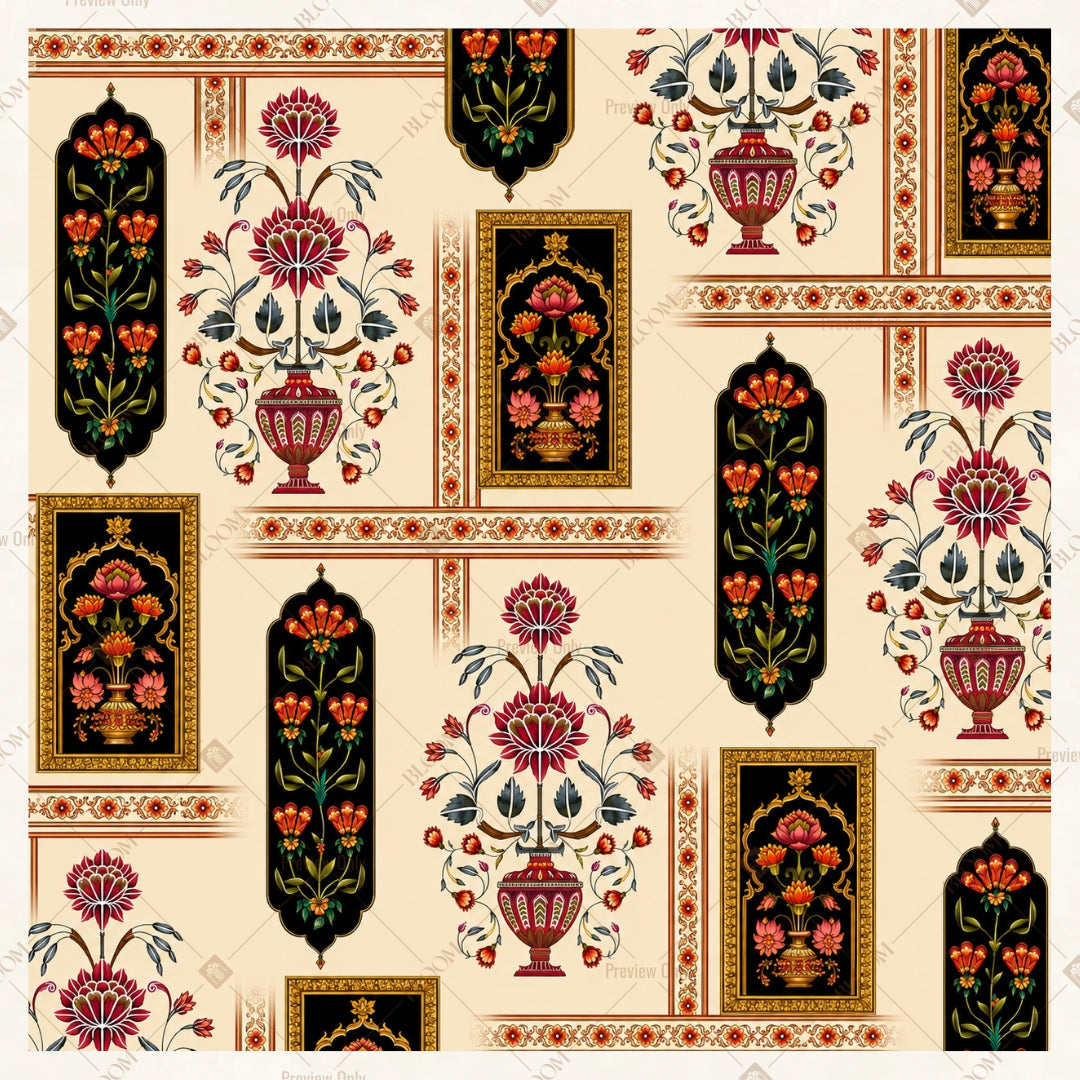 Mughal Heritage Window Pattern Square Backdrop