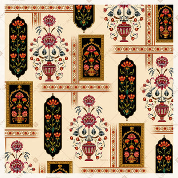 Mughal Heritage Window Pattern Square Backdrop