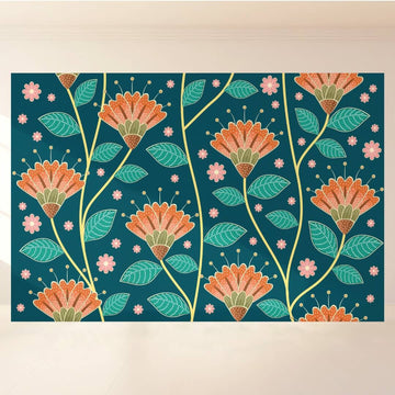 Teal Blossom Harmony: Backdrop - Landscape