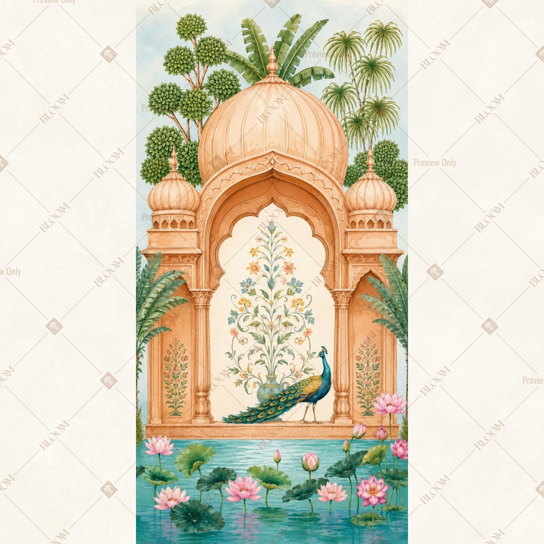 Peacock Palace Garden Vertical Backdrop