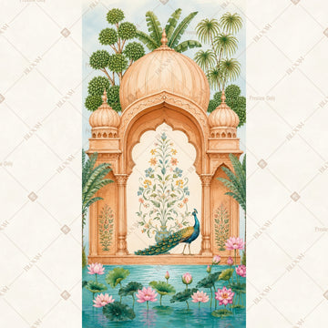 Peacock Palace Garden Vertical Backdrop