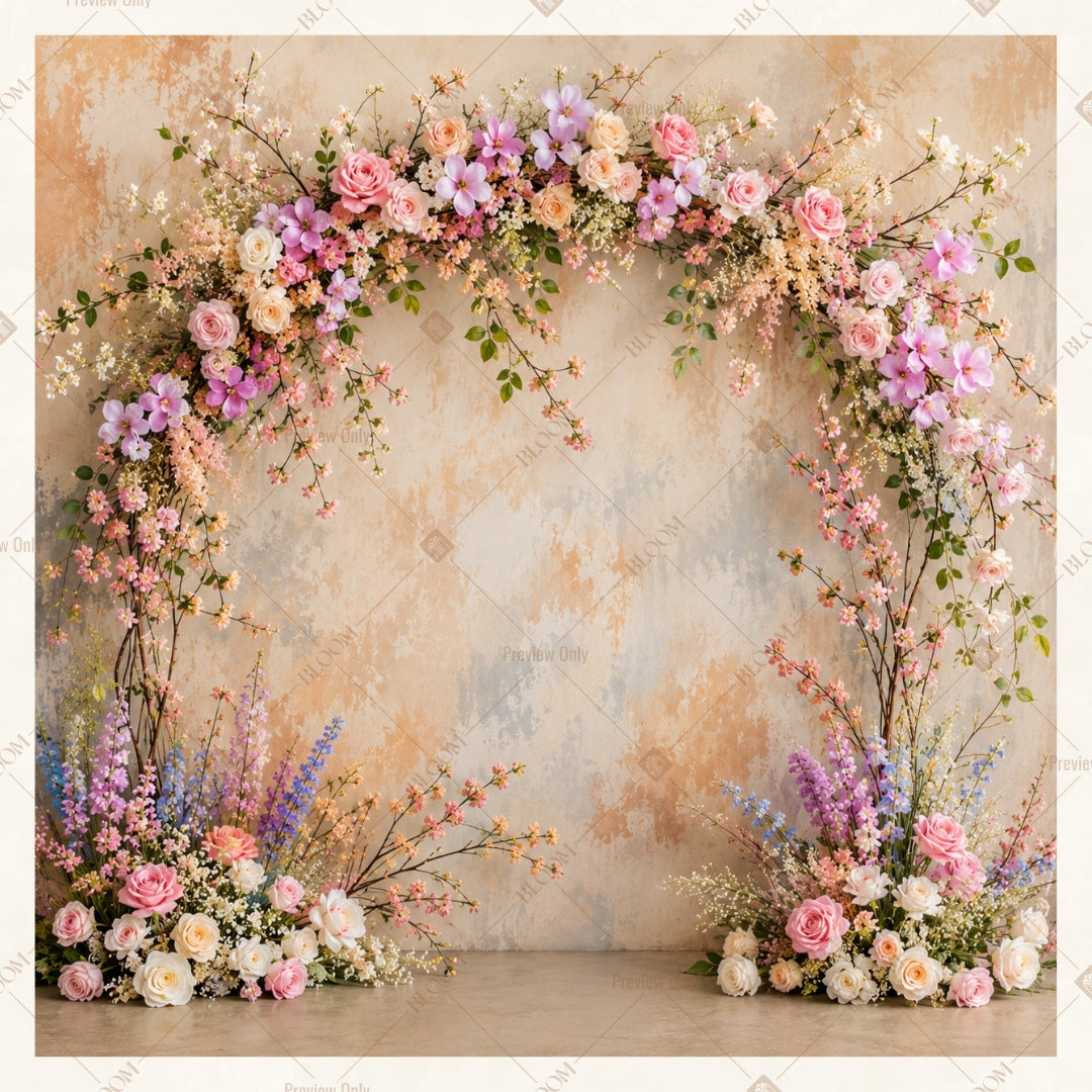 Romantic Floral Garden Arch Backdrop