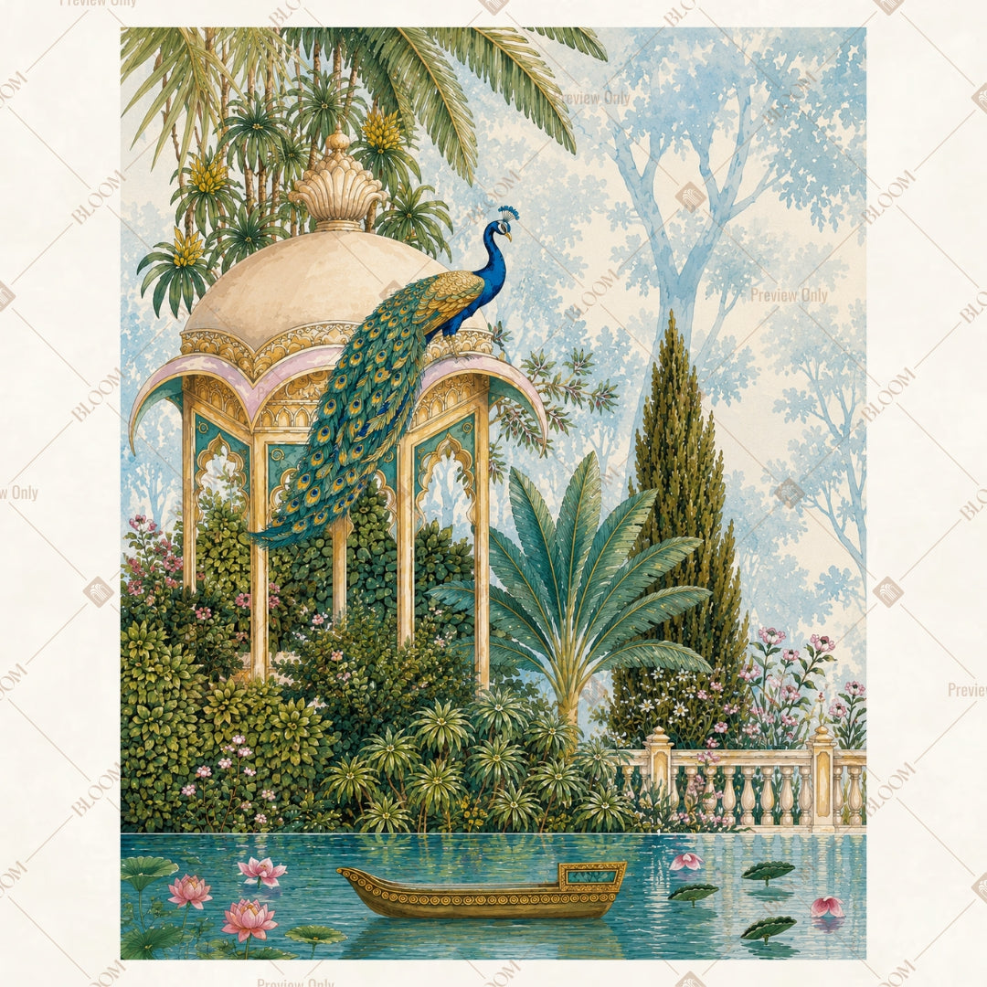 Royal Peacock Palace Portrait Rectangle Backdrop