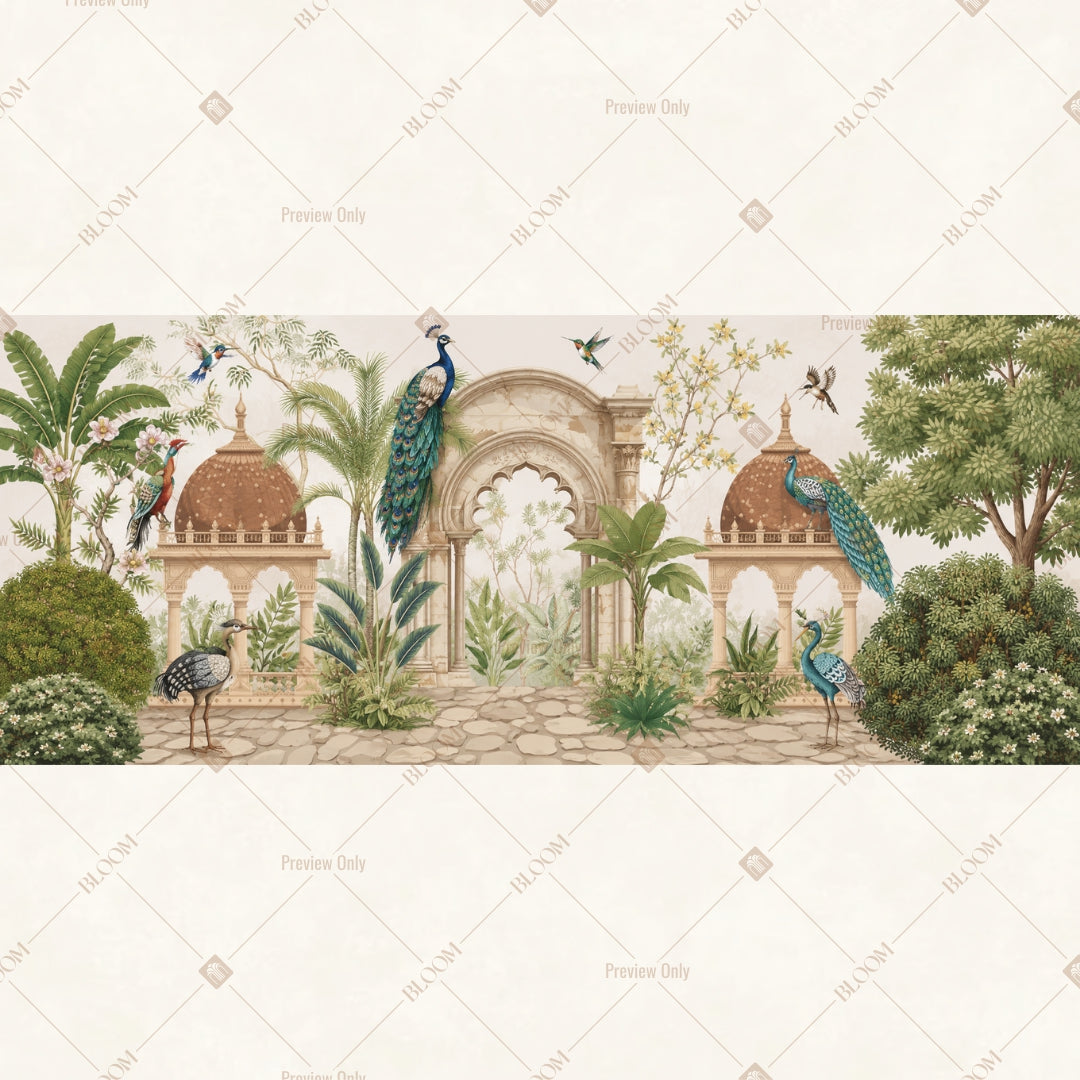 White Mughal Palace Garden Wide Backdrop