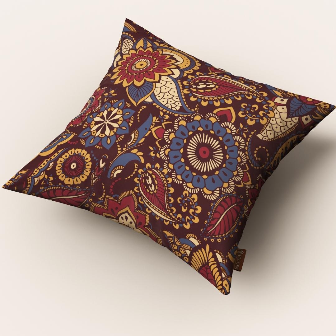 Maroon Boho Bloom: Cushion Cover - Pack of 12