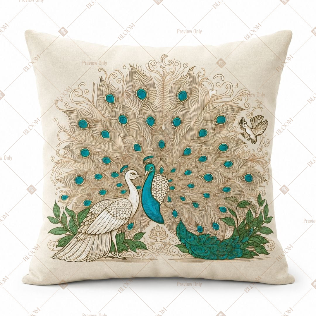 Peacock Embroidery Art Cushion Cover Pack of 12