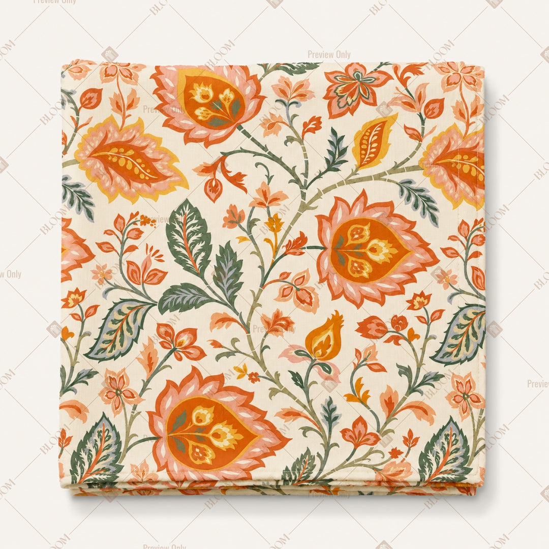 Orange Floral Chintz Pattern Design