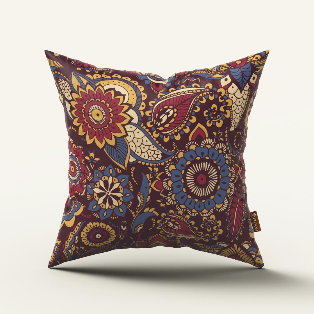 Maroon Boho Bloom: Cushion Cover - Pack of 12