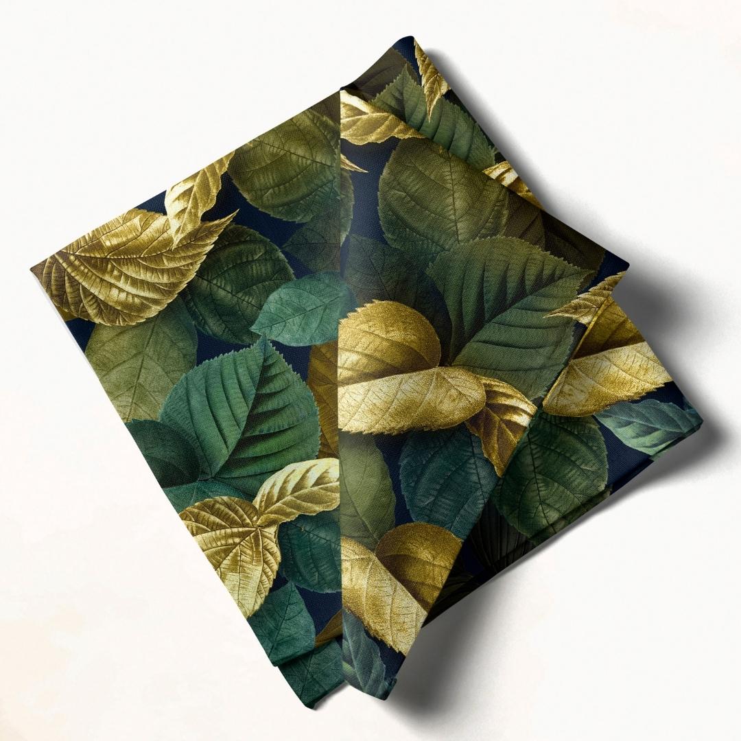 Emerald Gold Leaf Elegance: Napkins 18" X 18" - Pack Of 20
