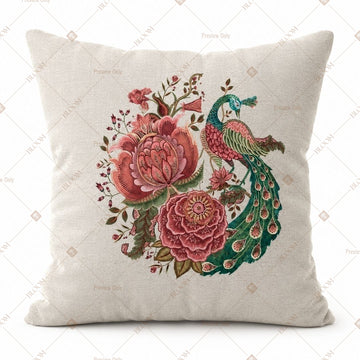 Peacock Rose Art Cushion Cover Pack of 12