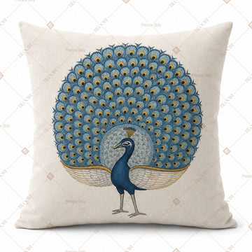 Blue Peacock Art Cushion Cover Pack of 12