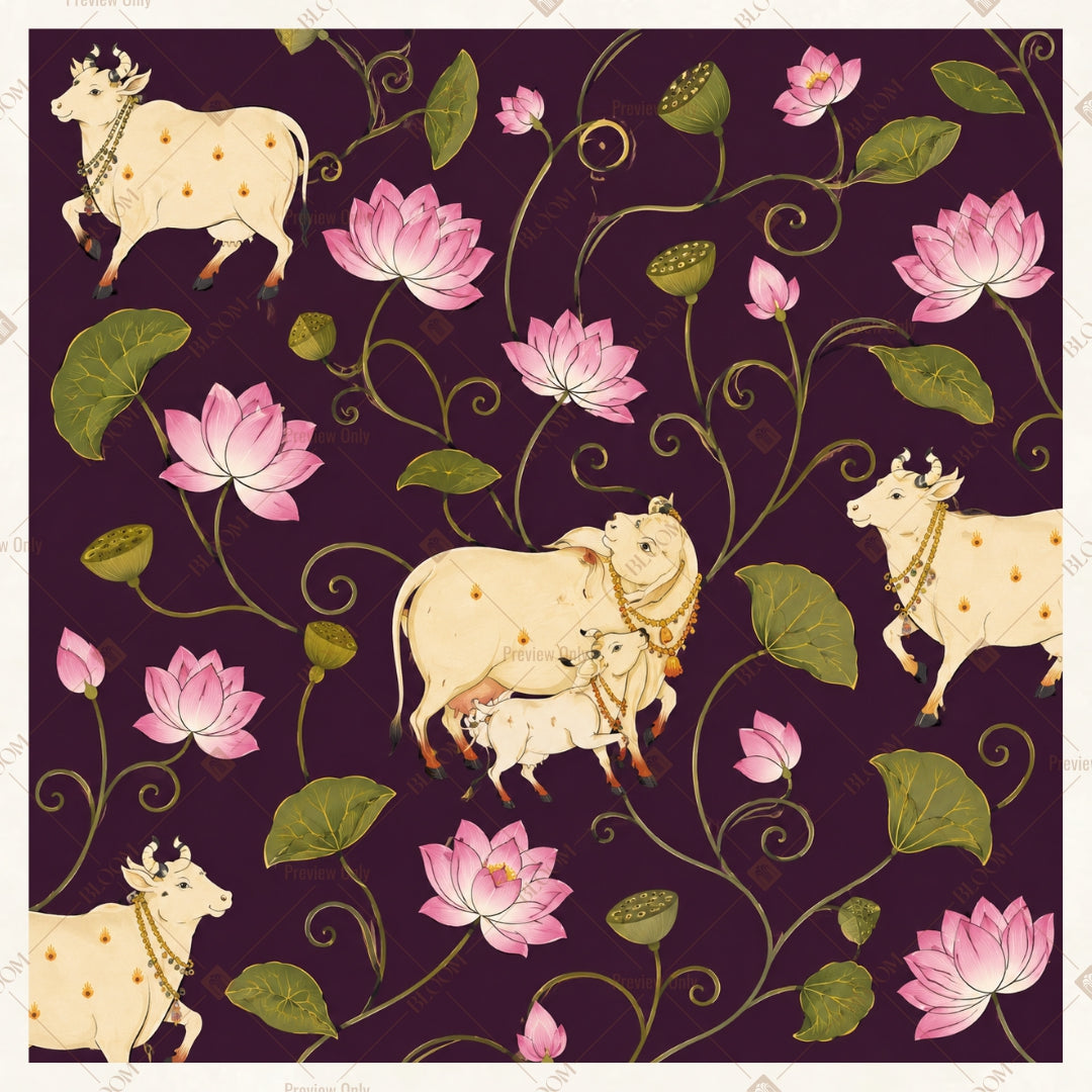 Midnight Floral Wildlife Pattern Square Backdrop