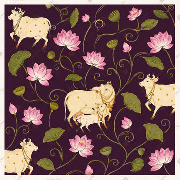 Midnight Floral Wildlife Pattern Square Backdrop