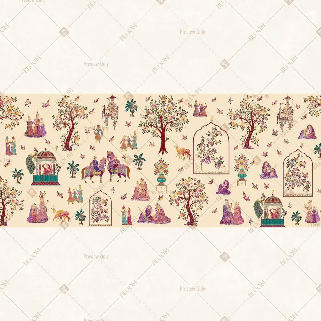 Heritage Village Art Pattern Wide Backdrop