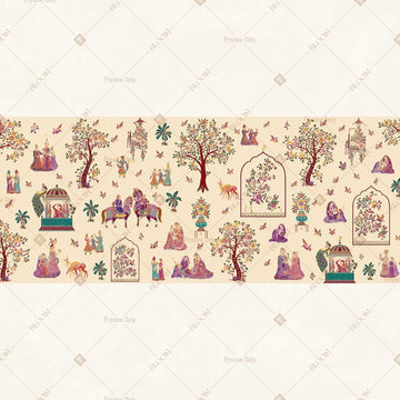 Heritage Village Art Pattern Wide Backdrop