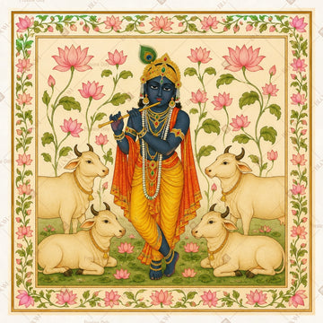 Krishna Floral Garden Square Backdrop