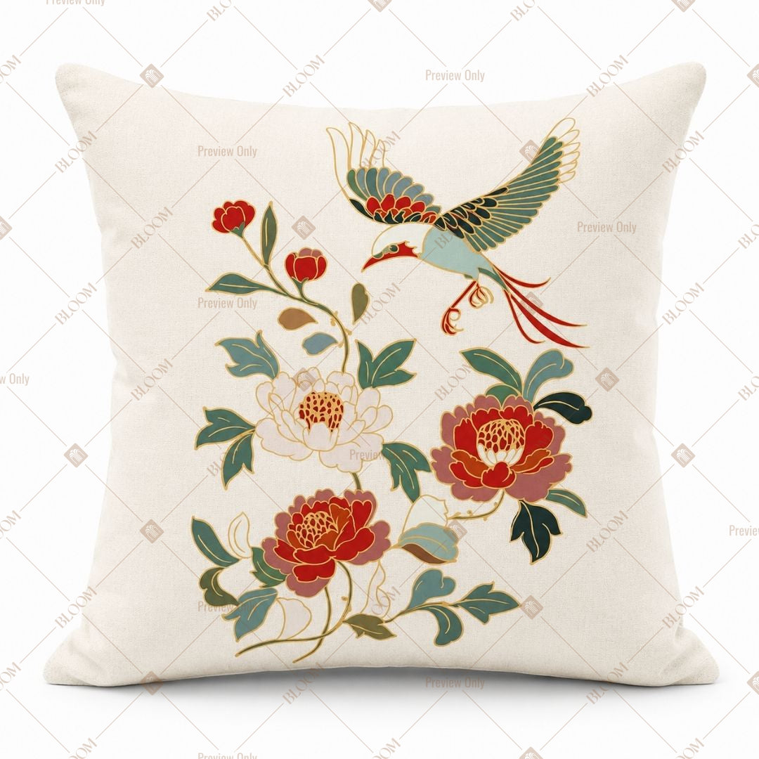 Bird And Flower Art Cushion Cover Pack of 12
