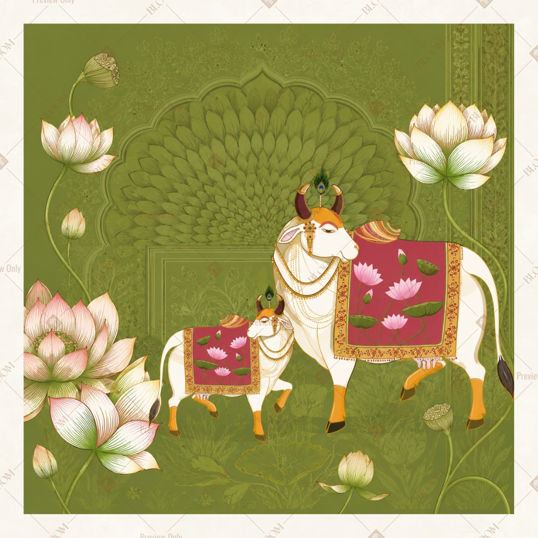 Royal Cow Lotus Garden Square Backdrop