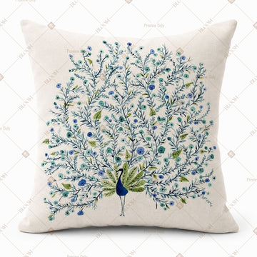Blue Peacock Feather Cushion Cover Pack of 12