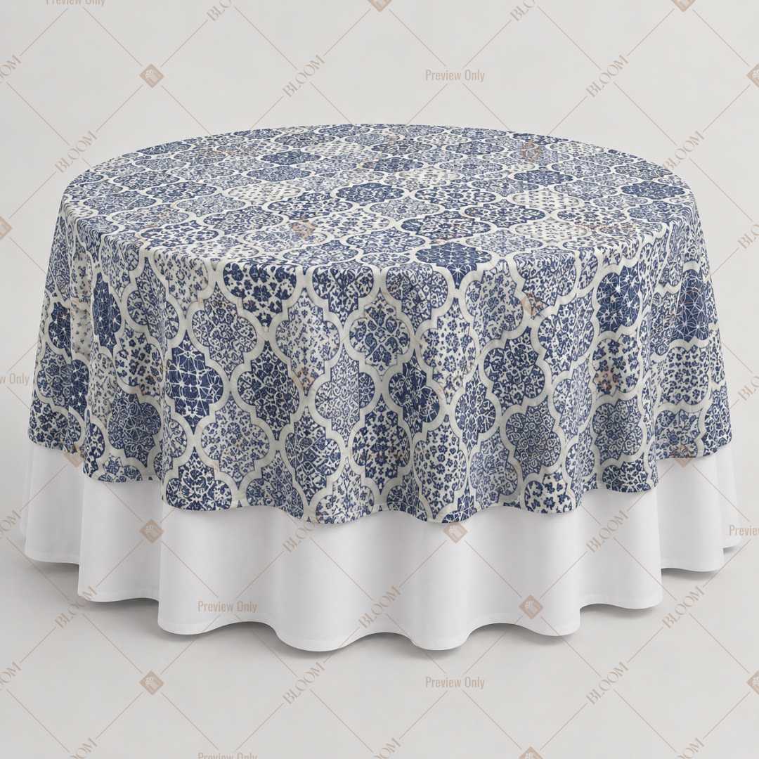 Blue Geometric Trellis Table Overlay Pack of 6