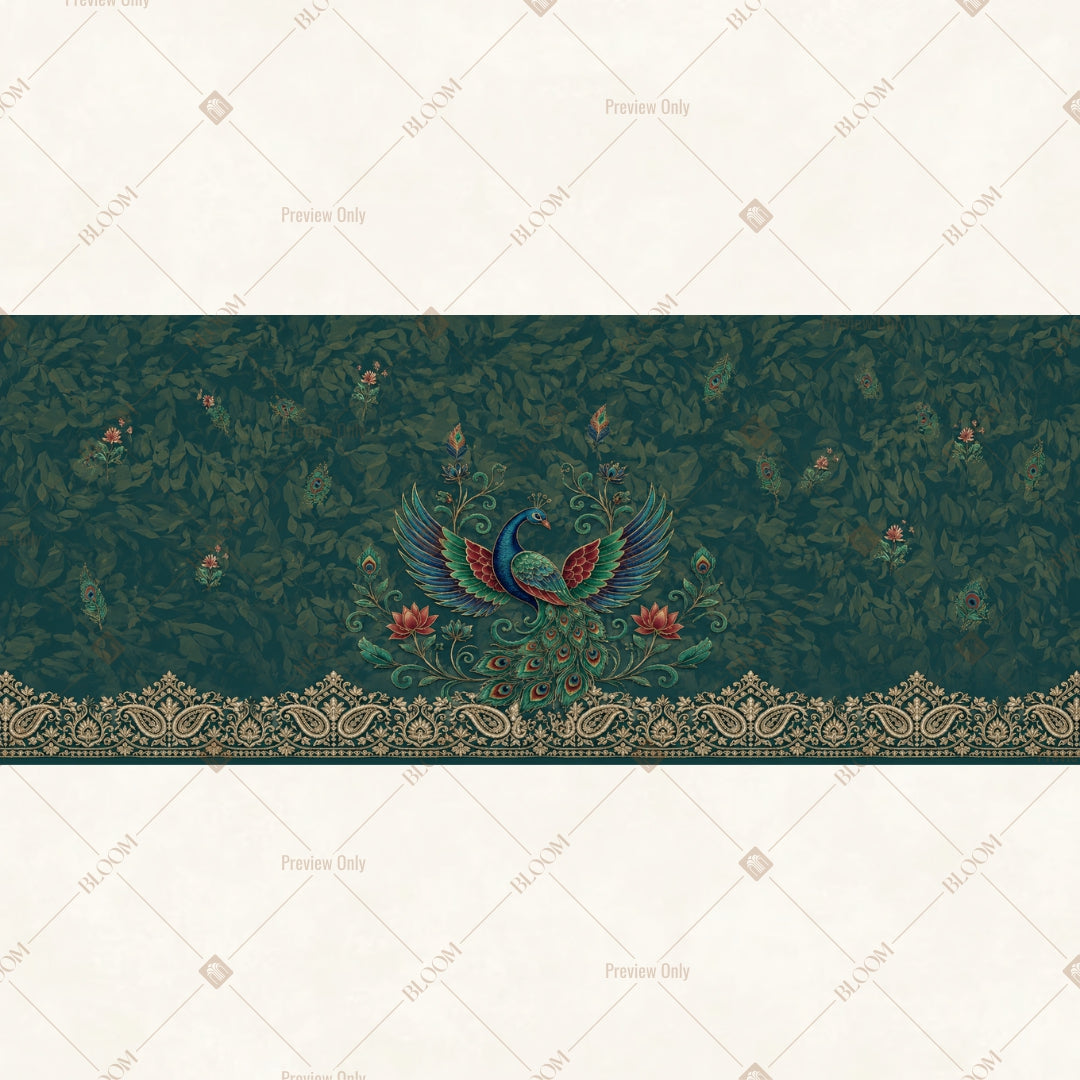 Midnight Lotus Pond Pattern Wide Backdrop