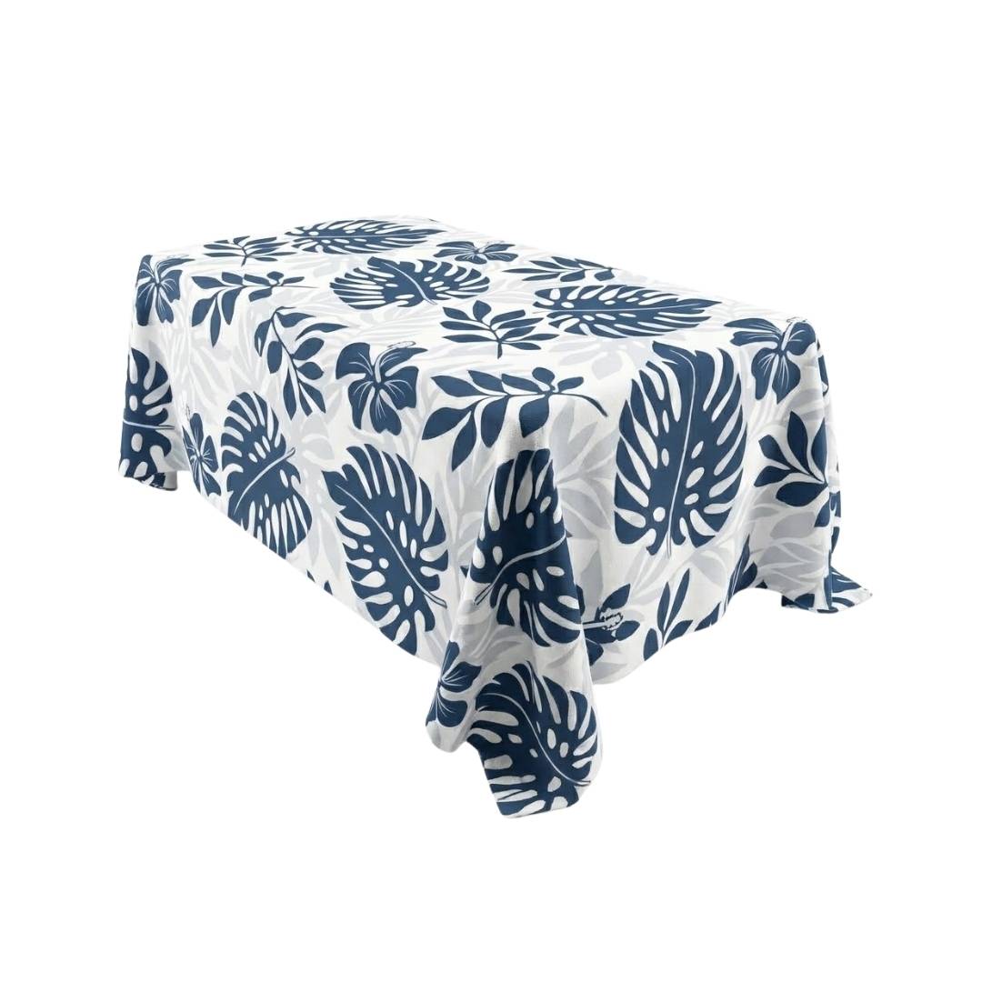 Blue Tropical Leaf Contrast Rectangle Table Cover - Pack Of 6