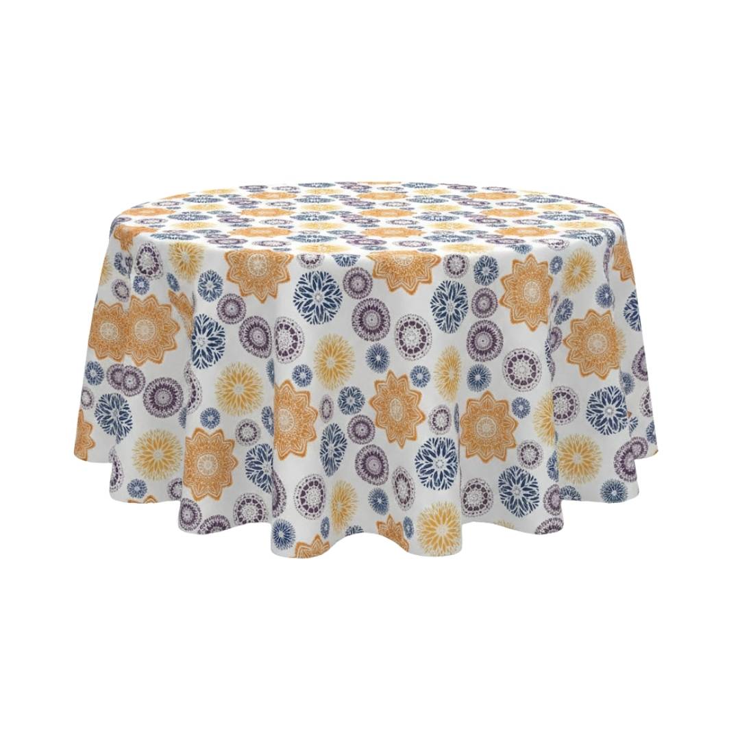 Sunburst Medallion White Round Table Cover - Pack Of 6